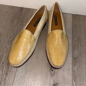 NWOB David Eden  Lizard Leather Dress Shoes Yellow Sz 11.5 US Handmade In Spain